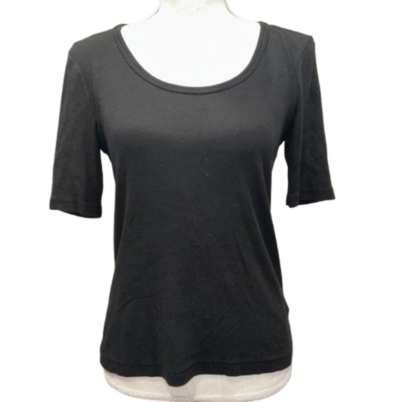 Rachel Zoe black top women's half sleeved stretch Womens Large - Picture 1 of 5